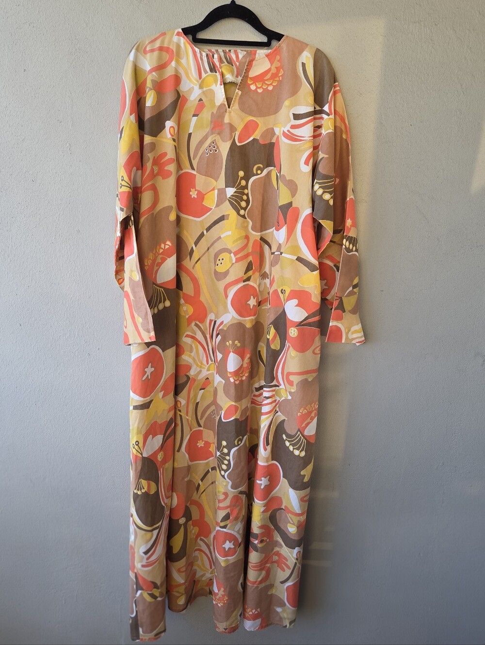 Vintage Mod 60s 70s Handmade House Dress Caftan Mumu Maxi 25" P2P OOAK Kaftan